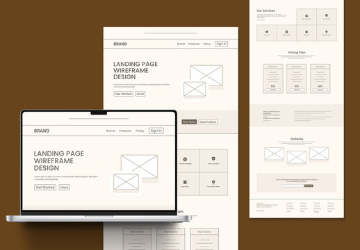 Minimal Landing Page Wireframe Website UI Design Template
