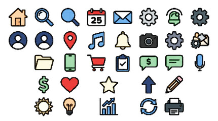 Fototapeta premium Flat Vector Icon Set for Technology Business and Lifestyle Themes