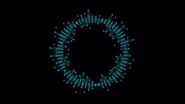 Abstract circular digital audio waveform equalizer visualization.