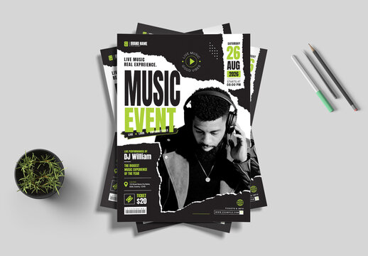 Modern Live Music Event Flyer Template