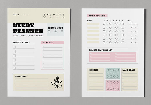 Study Planner Template Layout