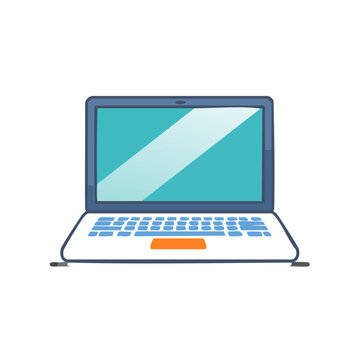 Flat vector illustration of a laptop computer