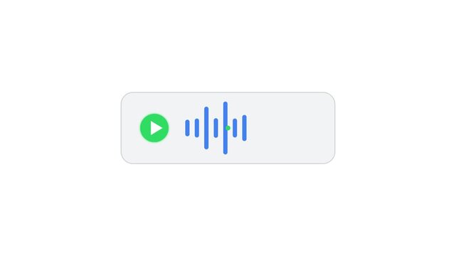 Digital voice message interface showing a blue audio waveform animation in this modern media video footage