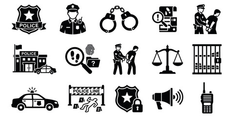 vector police solid icon set © Vova