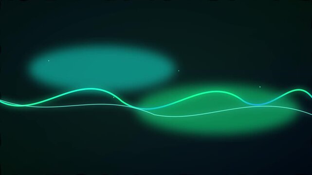 Glowing cyan light waves oscillating through dark space in a smooth digital animation motion video clip
