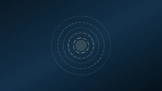 Concentric dashed golden circles expanding outward in a smooth digital motion animation for modern background footage