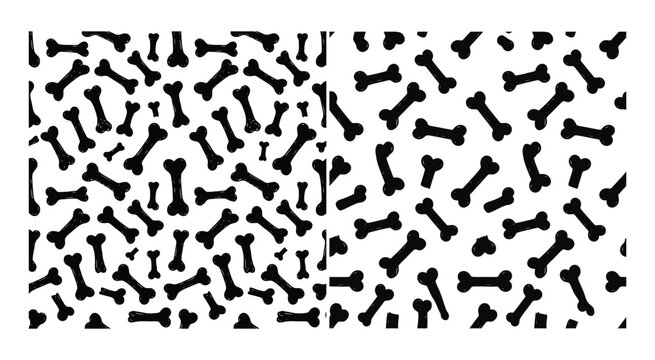 Black bone silhouettes arranged in a dense repeating pattern on a white background