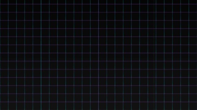 Glowing neon grid lines moving across a dark digital background in this smooth abstract video animation