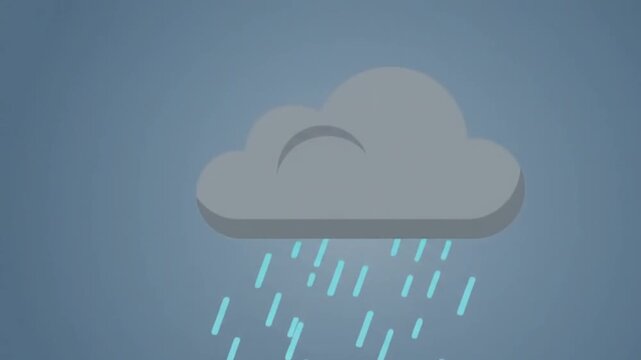 Bright vector animation cycling through sunny cloudy rainy and snowy weather