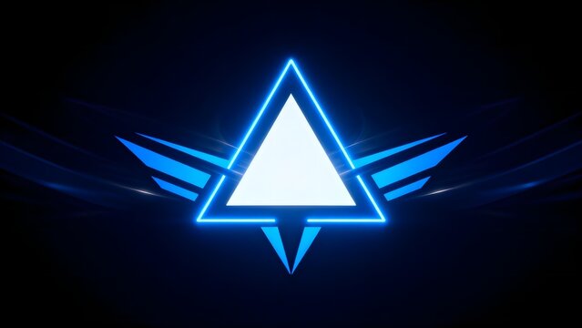 Neon blue triangle with winglike shapes