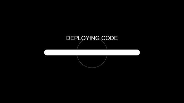 Deploying code progress bar animation with sleek modern white interface design for software development video footage