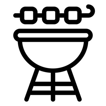 Barbecue Grill Skewer Line Icon