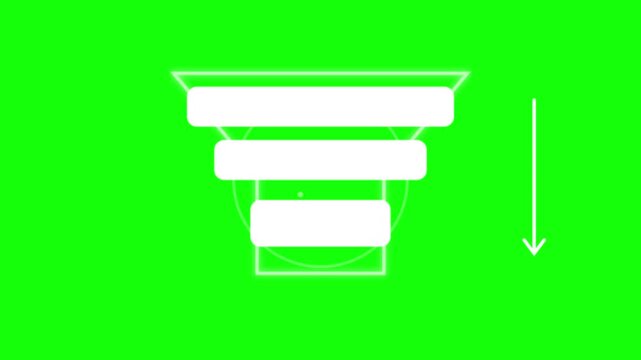 Marketing funnel diagram showing business conversion steps in this animated motion graphics video clip for presentation