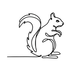Naklejka premium Squirrel Line Art Illustration On White Background Minimalist Animal Sketch