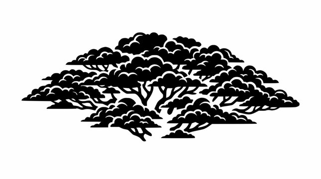 Stylized Black Pine Tree Silhouette - Elegant Nature Graphic