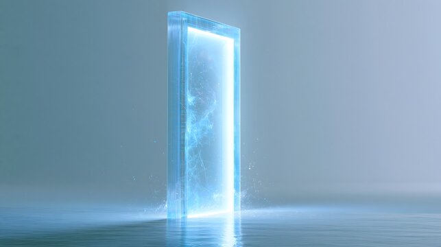Futuristic background Glowing digital cyber portal with glowing light particles