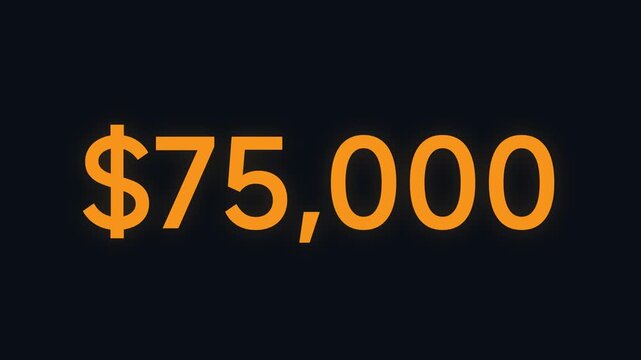 A large orange dollar amount displayed on a white and black background