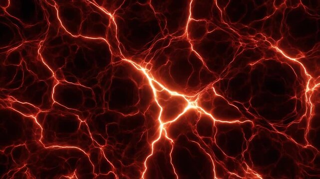 Image photo animation maps hot volcanic texture fields. Red orange veins trace textural ground planes. Minimal dark combustion gas screens loop background climate maps.