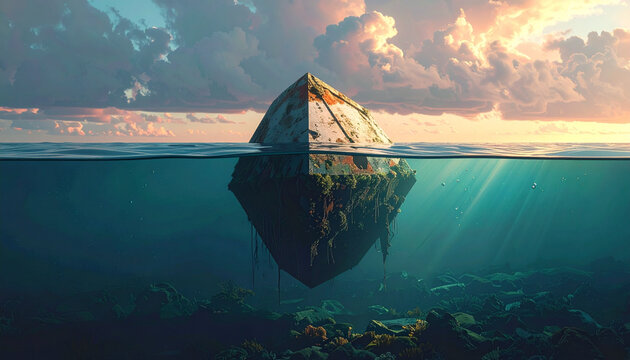Floating Sailboat Above Calm Sea