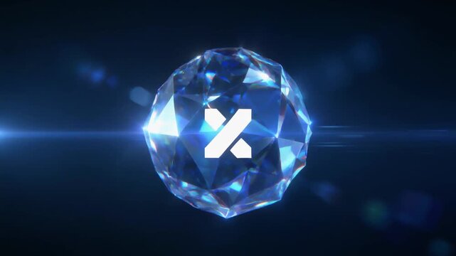 Crystal animation carves sparkling diamond tokens. White cross logo badges feature secure identification points. Luxury cinematic lens flares loop premium reward assets.