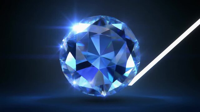 Precious luxury animation lights brilliant blue diamonds. Space light rays streak across shimmering crystal facets. Luxury fine jewelry tokens loop premium award assets.