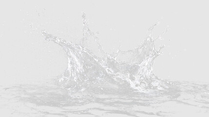 Water splash created by an object hitting the surface on a transparent background captured in a clear setting © denzelll