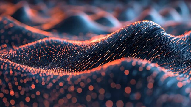 Abstract data wave with glowing points in a digital water landscape Generative AI