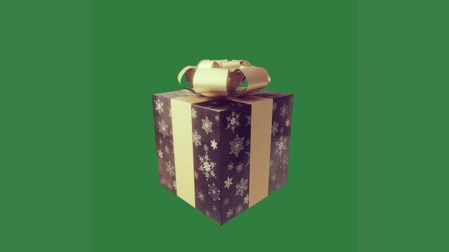 green screen white background small object middle black gold gift box bow present animated chromakey background movement emotion creative illustration cartoonish