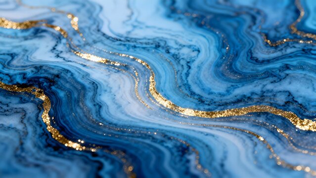 Blue and gold swirling abstract pattern
