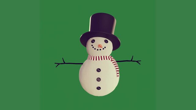 green screen white background golf ball snowman wearing top hat scarf animated chromakey background cartoonish elements expression movement backgrounds scene style