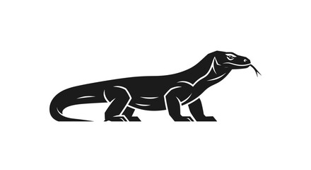 Fototapeta premium Black lizard standing profile view.