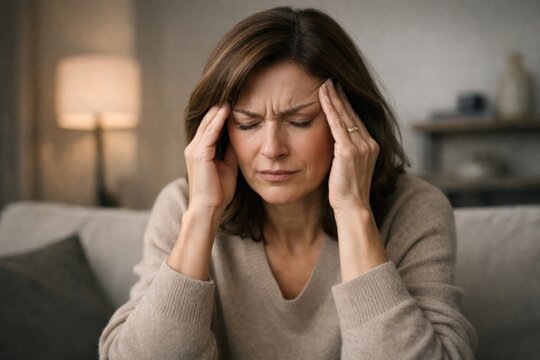 Woman experiencing stress headache