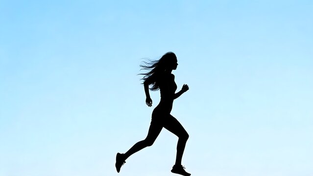 Silhouette of a running woman