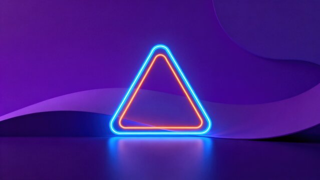 Neon triangle on purple background