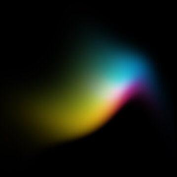 Rainbow gradient curved streak with iridescent holographic glow for abstract dark design moody poster dark mode wallpaper neon glow effect decor on black background