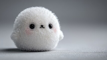 Fototapeta premium Cute Fluffy White 3D Character Mascot Expressing Innocence and Adorability for Kawaii Design, Soft Toy Concept, and Emotional Comfort