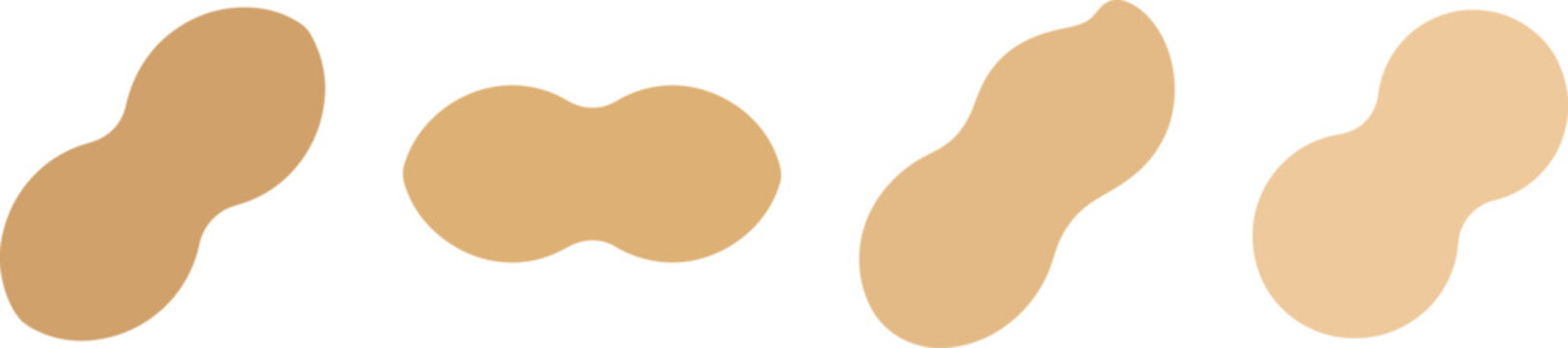 Vector Peanut Icon Set with Brown Legume Silhouettes on White Background for Food Design