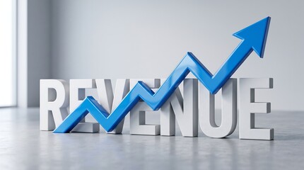 Obraz premium Revenue Growth Concept with Rising Blue Arrow 3D Illustration