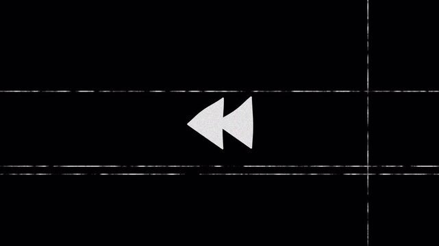 Retro VHS Video tape rewind symbol overlay, VCR Rewind symbol interface overlay, transparent background. 4K Video