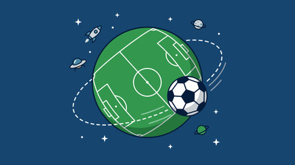 Soccer Planet Field Space Vector Illustration © Pournima