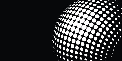 Abstract Halftone Dotted Sphere Right Background with Copy Space Geometric Dot Globe Vector © alphabeticmind
