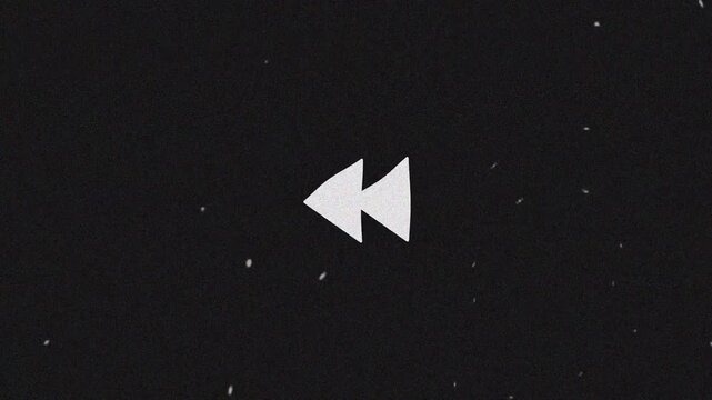 Retro vhs with rewind symbol on the middle of screen, bad tv interface effect overlay, dirt screen, transparent background. 4K Video