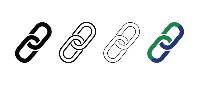 chain link icons in different styles and colors on white background  chain icons
