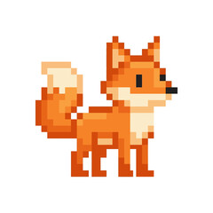 Fototapeta premium Pixel art orange fox standing.