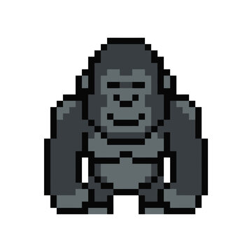 Pixel art gorilla character design.