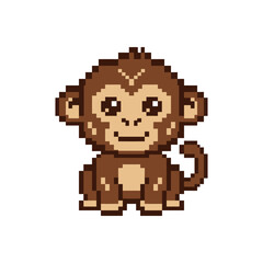 Fototapeta premium Pixel art monkey character design.