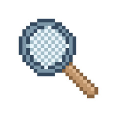 Fototapeta premium Pixel Art Magnifying Glass Icon Illustration.