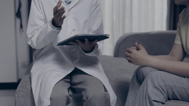 Caregiver documenting a teenager's mental health condition during a counseling session. Depression, therapy, healthcare, emotional support, recovery, compassion, wellbeing, 4K.