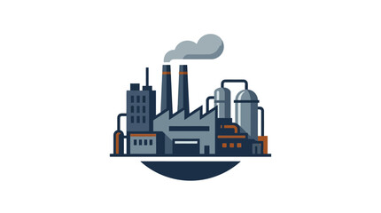 Obraz premium Colorful flat vector manufacturing plant illustration.