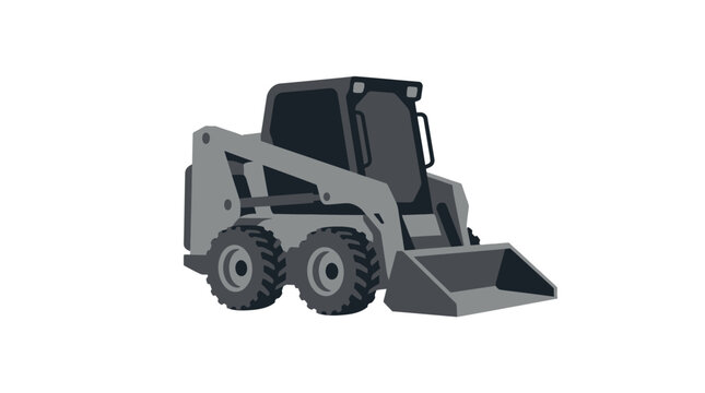 Compact skid steer loader heavy machinery vector.